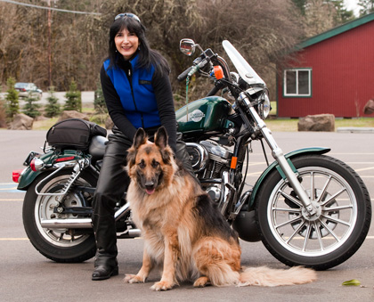 Christine Prapas meeting friends on the road
